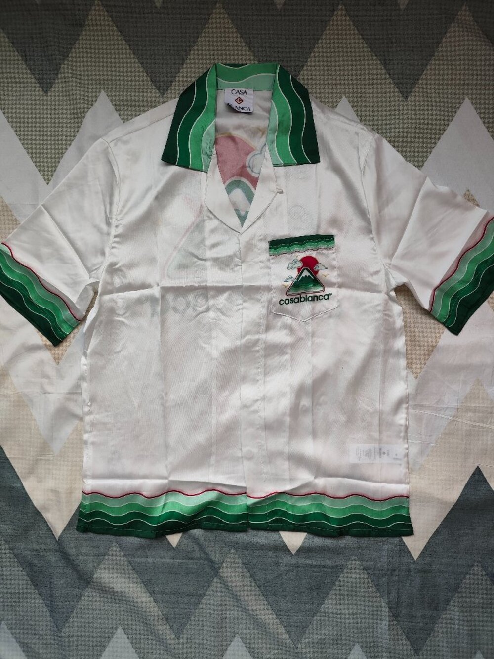 Casablanca White Silk Short-Sleeve Bowling Shirt